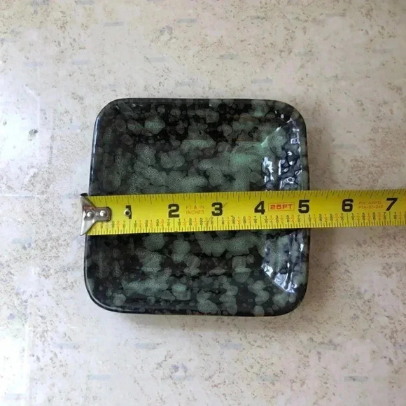 Set of 2 Square Spotted Ceramic Dish,Vintage Browns And Greens - Picture 4 of 4